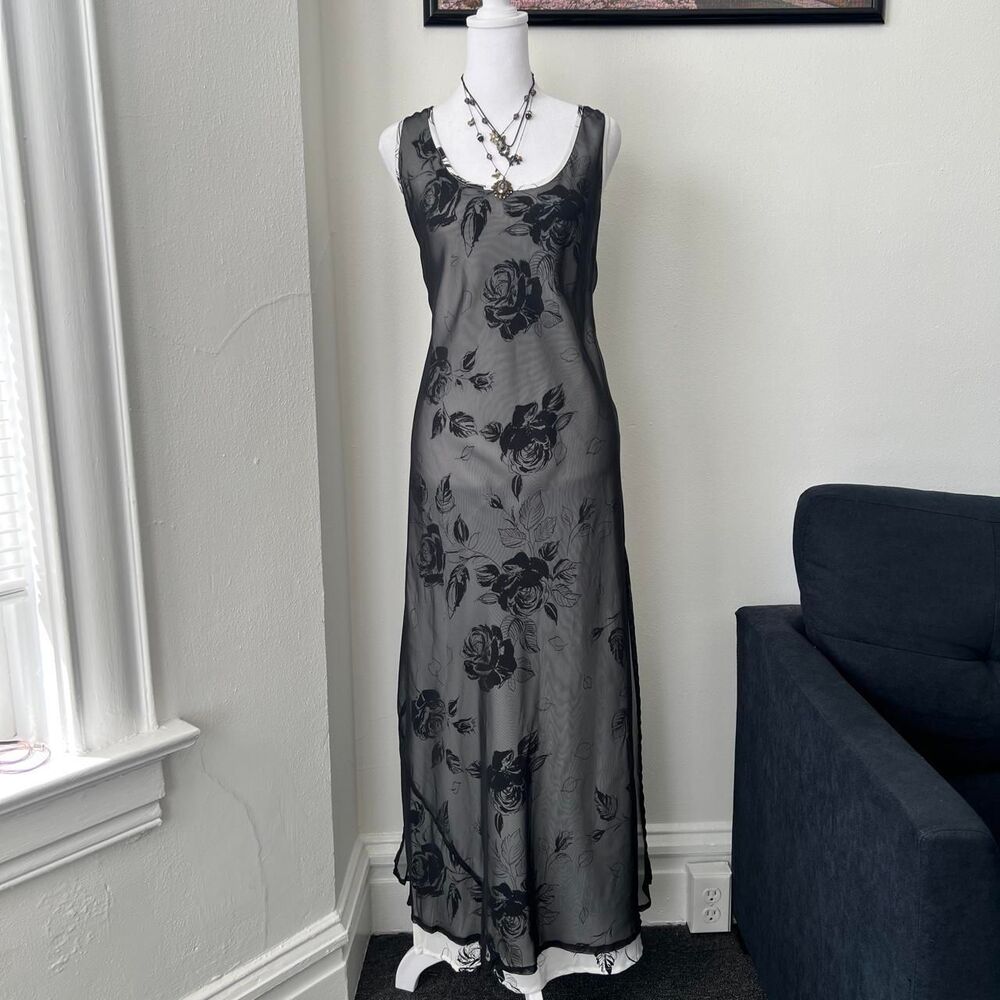 Y2K Express Black Floral Maxi Dress